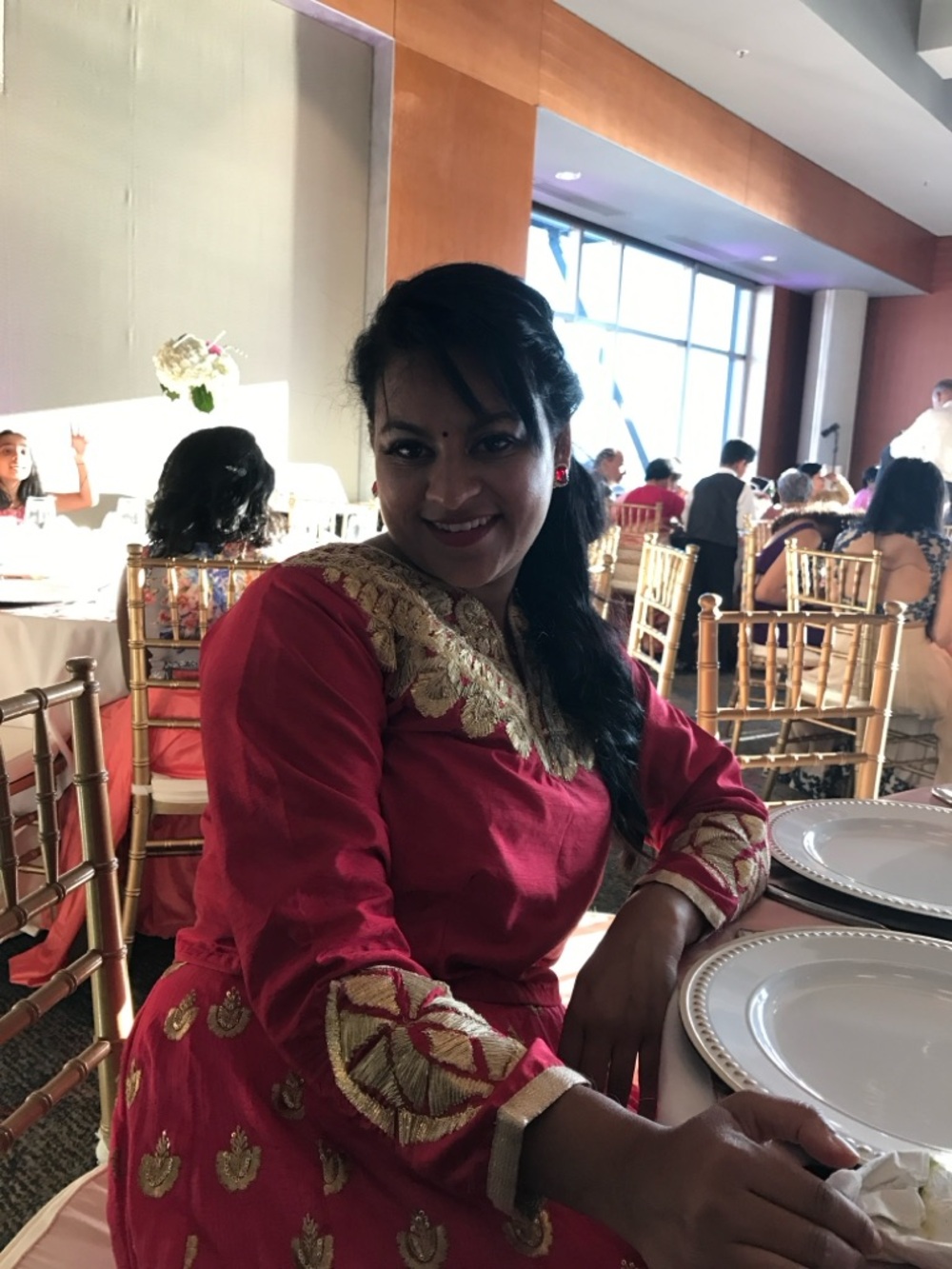 Festive Red Embroidered Women's short Kurta - will take some time to ship.